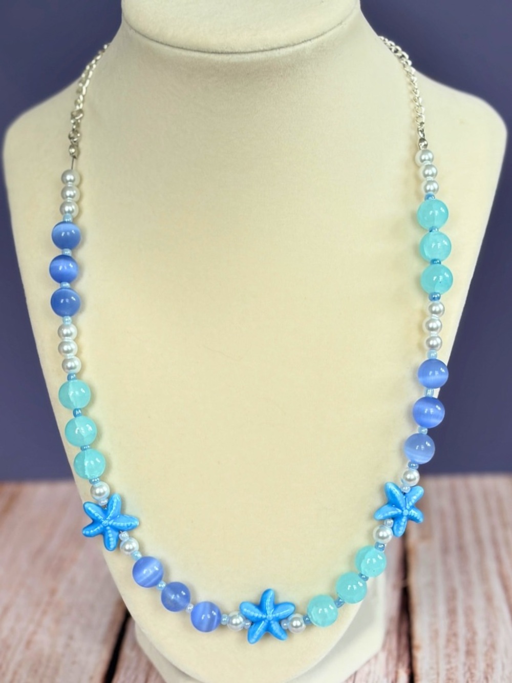 Blue & Aqua Starfish Bead Necklace - Women Jewelry